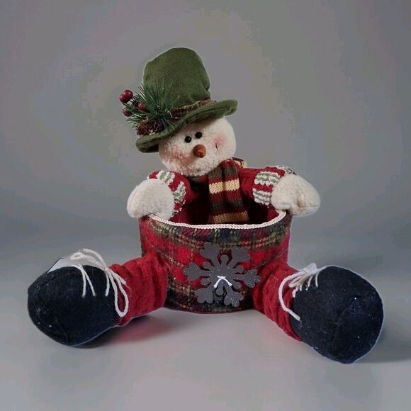 Basket Christmas Decor Snowman 10" Fruit Candy Planter Basket Holiday Gifts - Picture 1 of 6